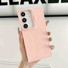 For Samsung Galaxy S24+ 5G Lens Frame Holder Shockproof Phone Case(Pink) - 1