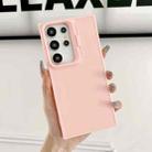 For Samsung Galaxy S24 Ultra 5G Lens Frame Holder Shockproof Phone Case(Pink) - 1