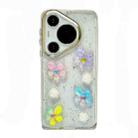 For Huawei Pura 70 Pro Electroplated Frame 3D Strawberry Flower  TPU Phone Case(Colorful Flowers) - 1