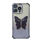 For iPhone 15 Pro Max Electroplated Glitter 3D Butterfly Four-corner Shockproof TPU Phone Case(Gradient Purple) - 1