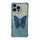 For iPhone 15 Pro Electroplated Glitter 3D Butterfly Four-corner Shockproof TPU Phone Case(Gradient Blue) - 1