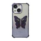 For iPhone 15 Plus Electroplated Glitter 3D Butterfly Four-corner Shockproof TPU Phone Case(Gradient Purple) - 1