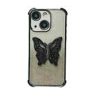 For iPhone 15 Electroplated Glitter 3D Butterfly Four-corner Shockproof TPU Phone Case(Gradient Black) - 1