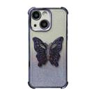 For iPhone 15 Electroplated Glitter 3D Butterfly Four-corner Shockproof TPU Phone Case(Gradient Purple) - 1