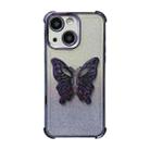 For iPhone 14 Plus Electroplated Glitter 3D Butterfly Four-corner Shockproof TPU Phone Case(Gradient Purple) - 1