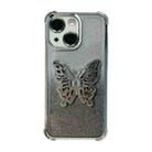 For iPhone 14 Plus Electroplated Glitter 3D Butterfly Four-corner Shockproof TPU Phone Case(Gradient Silver) - 1