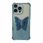 For iPhone 13 Pro Electroplated Glitter 3D Butterfly Four-corner Shockproof TPU Phone Case(Gradient Blue) - 1