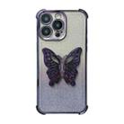 For iPhone 11 Pro Max Electroplated Glitter 3D Butterfly Four-corner Shockproof TPU Phone Case(Gradient Purple) - 1