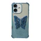 For iPhone 16 Plus Electroplated Glitter 3D Butterfly Four-corner Shockproof TPU Phone Case(Gradient Blue) - 1