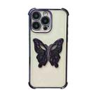 For iPhone 15 Pro Max Electrpolated 3D Butterfly Holder TPU Phone Case(Purple) - 1