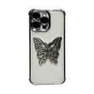 For iPhone 15 Pro Electrpolated 3D Butterfly Holder TPU Phone Case(Silver) - 1