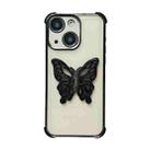 For iPhone 15 Plus Electrpolated 3D Butterfly Holder TPU Phone Case(Black) - 1
