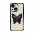 For iPhone 15 Plus Electrpolated 3D Butterfly Holder TPU Phone Case(Purple) - 1