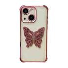 For iPhone 14 Plus Electrpolated 3D Butterfly Holder TPU Phone Case(Pink) - 1