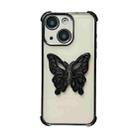 For iPhone 14 Plus Electrpolated 3D Butterfly Holder TPU Phone Case(Black) - 1