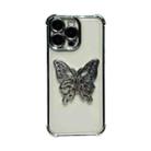 For iPhone 14 Pro Max Electrpolated 3D Butterfly Holder TPU Phone Case(Silver) - 1