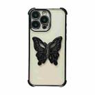 For iPhone 13 Pro Electrpolated 3D Butterfly Holder TPU Phone Case(Black) - 1