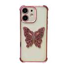 For iPhone 12 Electrpolated 3D Butterfly Holder TPU Phone Case(Pink) - 1