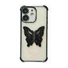 For iPhone 12 Electrpolated 3D Butterfly Holder TPU Phone Case(Black) - 1