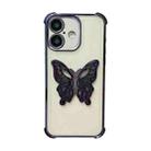 For iPhone 16 Electrpolated 3D Butterfly Holder TPU Phone Case(Purple) - 1