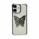 For iPhone 16 Electrpolated 3D Butterfly Holder TPU Phone Case(Silver) - 1