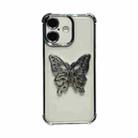 For iPhone 16 Plus Electrpolated 3D Butterfly Holder TPU Phone Case(Silver) - 1