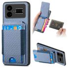 For Realme GT5 Carbon Fiber Vertical Flip Wallet Stand Phone Case(Blue) - 1