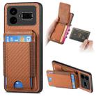 For Realme GT5 Carbon Fiber Vertical Flip Wallet Stand Phone Case(Brown) - 1