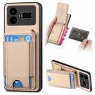 For Realme GT5 Carbon Fiber Vertical Flip Wallet Stand Phone Case(Khaki) - 1