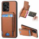 For Realme 9 Pro Carbon Fiber Vertical Flip Wallet Stand Phone Case(Brown) - 1