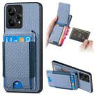 For Realme 9 Pro+ Carbon Fiber Vertical Flip Wallet Stand Phone Case(Blue) - 1