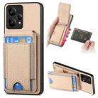 For Realme 9 Pro+ Carbon Fiber Vertical Flip Wallet Stand Phone Case(Khaki) - 1