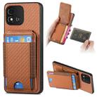 For Realme C11 2021 Carbon Fiber Vertical Flip Wallet Stand Phone Case(Brown) - 1