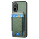 For Realme C11 2021 Carbon Fiber Vertical Flip Wallet Stand Phone Case(Green) - 2