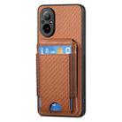 For Realme C15 Carbon Fiber Vertical Flip Wallet Stand Phone Case(Brown) - 2