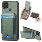 For Realme C15 Carbon Fiber Vertical Flip Wallet Stand Phone Case(Green) - 1