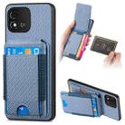 For Realme C20 Carbon Fiber Vertical Flip Wallet Stand Phone Case(Blue) - 1