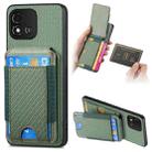 For Realme C20 Carbon Fiber Vertical Flip Wallet Stand Phone Case(Green) - 1