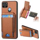 For Realme C21Y Carbon Fiber Vertical Flip Wallet Stand Phone Case(Brown) - 1