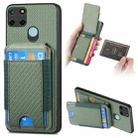 For Realme C21Y Carbon Fiber Vertical Flip Wallet Stand Phone Case(Green) - 1