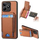 For Realme C53 Carbon Fiber Vertical Flip Wallet Stand Phone Case(Brown) - 1