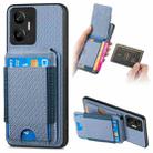 For Realme C55 Carbon Fiber Vertical Flip Wallet Stand Phone Case(Blue) - 1