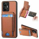 For Realme C55 Carbon Fiber Vertical Flip Wallet Stand Phone Case(Brown) - 1