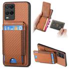 For Realme 8 5G Carbon Fiber Vertical Flip Wallet Stand Phone Case(Brown) - 1