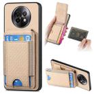 For Realme 13 Pro / 13+ Carbon Fiber Vertical Flip Wallet Stand Phone Case(Khaki) - 1