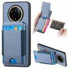For Realme 14 Pro+ Carbon Fiber Vertical Flip Wallet Stand Phone Case(Blue) - 1