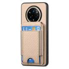 For Realme 14 Pro+ Carbon Fiber Vertical Flip Wallet Stand Phone Case(Khaki) - 2