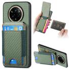 For Realme 14 Pro+ Carbon Fiber Vertical Flip Wallet Stand Phone Case(Green) - 1