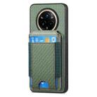 For Realme 14 Pro+ Carbon Fiber Vertical Flip Wallet Stand Phone Case(Green) - 2