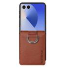 For Samsung Galaxy Z Flip7 5G Litchi Texture Leather Ring Wallet Phone Case(Brown) - 2